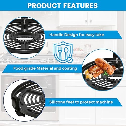 Air fryer Grill Plate for Ninja FD302 6.5 Qt FD101 5 Qt FD401 8 Qt Air Fryer, 9.7' Air Fryer Grill Pan Crisper Plate Replacement Parts Tray Rack Accessories for Ninja OP302 OP305 FD305 Air Fryer