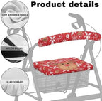 LedBack Christmas Decor Walker Accessories Rollator Walker Seat and Backrest Covers Soft Dust Cover for Seniors in Assisted Living Christmas Elk 2 Piece Walker Seat Cover Set