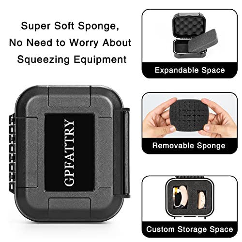 GPFATTRY 18 Pieces Set High Seal Waterproof Hearing Aid Case with Extractable Sponge, Drop-Proof, Shock-Proof and Crush-Proof Storage Box