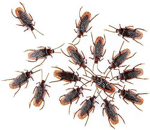 Ksquares Prank Fake Roaches, Favorite Trick Joke Toys Look Real, Scary Insects Realistic Plastic Bugs, Novelty Cockroach for Party, Christmas, Halloween (60)