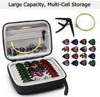 Guitar Pick Holder Case Compatible for Fender, ChromaCast, D'Addario, JIM DUNLOP, Bolopick, UNLP MUSICAL INSTRUMENT Guitar Accessories, All Size Picks Storage Pouch Box-Bag Black
