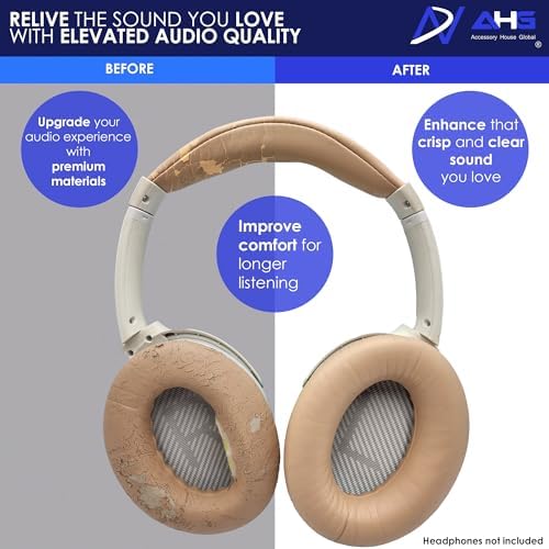 Premium Replacement SoundLink AE2 Ear Pads and SoundLink AE2 Headband pad Cushion Compatible with Bose SoundLink Around-Ear 2 / Bose Soundlink AE2 Headphones Beige