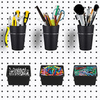 6 Sets Pegboard Bins Pegboard Cups with Hooks, Pegboard Hooks Assortment, Hooks for Pegboard Cup Holder for Organizing Accessories Tools Storage Office Workshop Garage Workbench Black