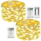2-Pack 50 LED Fairy Lights Battery Operated with Remote Control Timer, 16 FT 50 LED Battery Lights Outdoor Indoor, 8 Mode Twinkle String Lights for Classroom Party Bedroom Christmas Décor (Warm White)