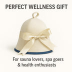 Premium Sauna Hat – 100% Natural Wool, Handmade Sauna Headwear for Men and Women – Eco-Friendly, Breathable, Insulating Hat for Sauna, Steam Room, Banya, and Bathhouse – One Size Fits All, White-Blue