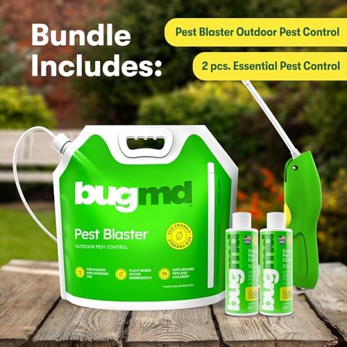 BugMD Blaster Kit - 2 Pack Pest Control Essential Oil Concentrates 3.7 oz and 1 Pest Blaster - Plant-Powered Bug Spray for Home, Insect Killer, Ant Killer for House, Flea Spray for Home, Roach Spray