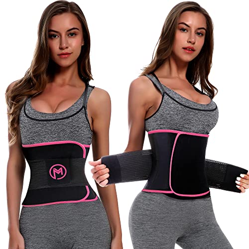 MERMAID'S MYSTERY Waist Trimmer Trainer Belt for Women Men Sport Sweat Workout Body Shaper Sauna S Pink