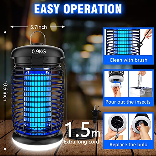 Endbug Bug Zapper, Mosquito Zapper, Bug Zapper Outdoor with LED Light, Fly Zapper, 5ft Power Cord, Waterproof, 2 in 1 Fly Trap Indoor Electric Bug Zapper for Patio Garden Backyard Home, Plug in