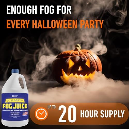 Smoke Machine Fog, Fluid for Fogging Machines – Fog Juice That Produces Long-Lasting Medium Density Smoke for Water-Based Foggers, For 400-1500 Watt Machines (4 pack)