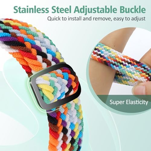 Elastic Braided Bands Compatible with Fitbit Charge 5/Fitbit Charge 6 for Women Men, Breathable Adjustable Stretchy Nylon Loop Sport Replacement Wristbands for Fitbit Charge 6 Charge 5 Straps