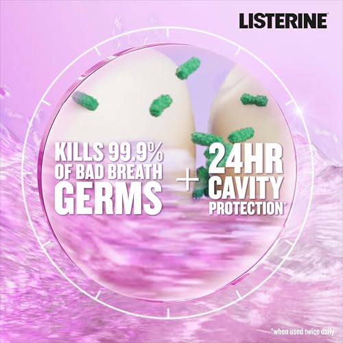 Listerine Total Care Alcohol-Free Anticavity Fluoride Mouthwash, 6 Benefit Oral Rinse to Help Kill 99% of Germs That Cause Bad Breath, Strengthen Enamel, Fresh Mint Flavor, 500 mL