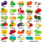 70 PCS Cutting Play Food Toy for Kids Kitchen, Pretend Fruit &Vegetables Accessories with Shopping Storage Basket, Plastic Mini Dishes and Knife, Educational Toy for Toddler Children Birthday Gift