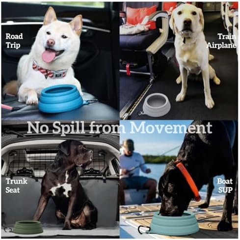 OHMO Spill Proof Collapsible Dog Water Bowl Large 34oz for Cars, No Splash Portable Bowls for Dog Travel, Pet Essentials for Road Trips, Cat Travel Accessories