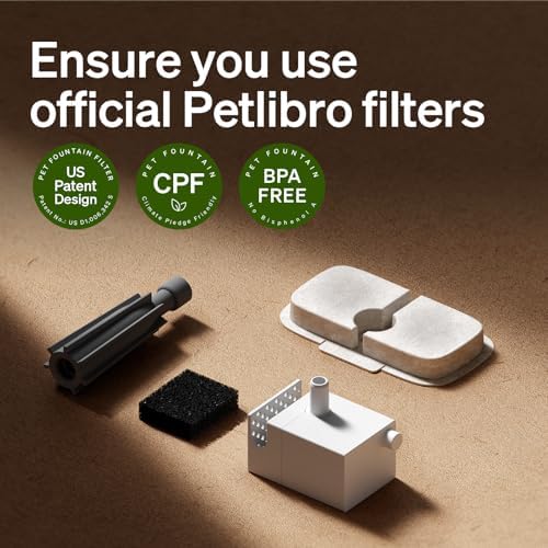 PETLIBRO Replacement Filters for Dockstream Cat Water Fountain PLWF005 PLWF115 PLWF105, 4 Months Set of Replacement Filters for Ultra Quiet Pet Water Fountain,White 8 Count (Pack of 1)