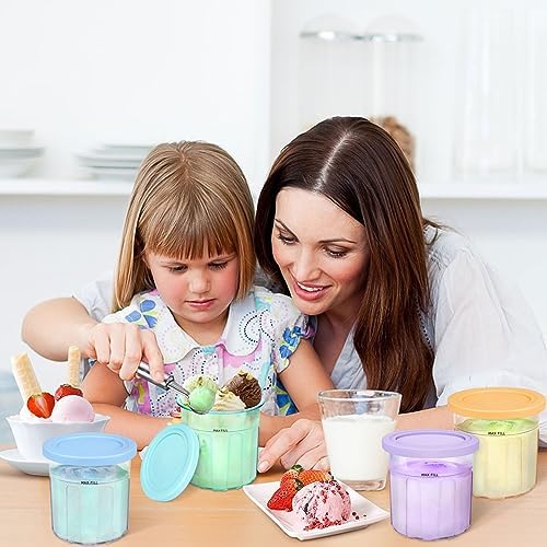16oz ice cream Containers Replacement for Ninja Creami Pints and Lids - 4 Pack, Compatible with NC301 NC300 NC299AMZ Series Ice Cream Makers, Airtight, Leak Proof & Dishwasher Safe