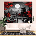 Wegklazax Japanese Tapestry Moon Landscape Tapestry Ninja Tapestry for Bedroom Anime Tapestries Wall Hanging for Bedroom Living Room Japanese-C 44"x60"