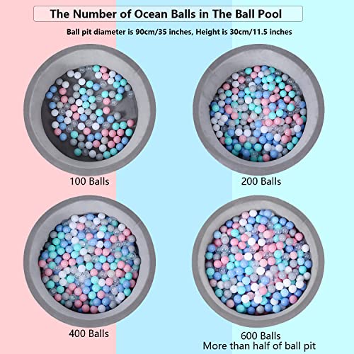MoonxHome Ball Pit Balls for Toddlers, BPA Free Crush Proof Plastic Toy Balls for Ball Pit, Ideal Gift for Christmas Balls for Play Tent 2.15" Pack of 200 White Dark-Grey Light-Grey