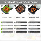 2 PCS Silicone Air Fryer Liners 9 Inch Square Easy Cleaning Airfryer Silicone Liners for 6-9 QT Frying Basket, Heat Resistant Reusable Ninja Air Fryer Accessories (Grey+Green)