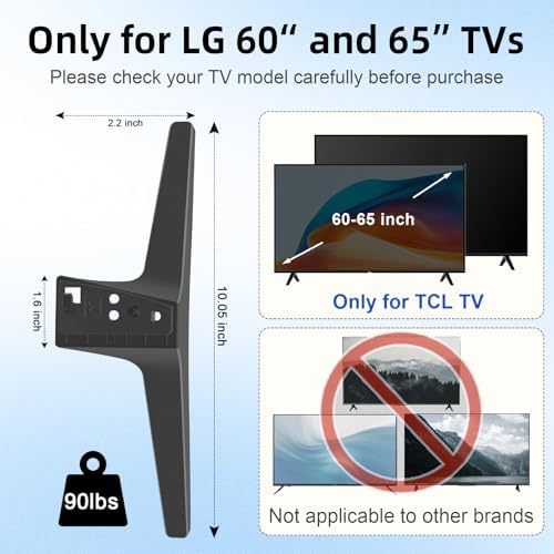 Stand Replacement Legs for Lg Tv - Replacement Base for LG TV 60 and 65-inch,for UJ UK UM UN Series,for 60UJ6050 60UK6090 60UM6900 60UN7300 65UJ6300 65UK6090 65UM6900 65UN6950 and Other Models of TV