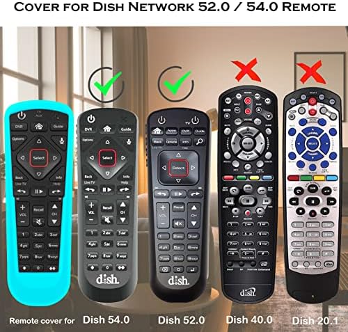Cover for Dish Network Remote, Case for Dish TV Remote Control 52.0/54.0 Replacement, Silicone Skin Sleeve Glow in The Dark Sky Blue