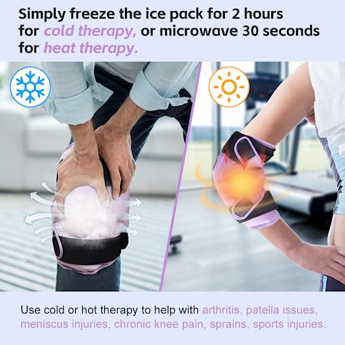 NEWGO Ice Pack for Knee Replacement Surgery, Reusable Gel Cold Pack Knee Ice Pack Wrap Around Entire Knee for Knee Injuries, Knee Ice Wrap for Pain Relief, Swelling, Bruises - Purple