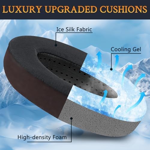SOULWIT Cooling-Gel Earpads Cushions Replacement for Sennheiser HD650, HD660 S, HD660S2, HD600, HD6XX, HD58X, HD580, HD565, HD545, HD535 Headphones, Ear Pads with Ice Silk Fabric - Dark Coffee