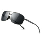 Ultra Lightweight Rectangular Polarized Sunglasses Men UV400 Protection (Gunmetal Frame Gray Lens, 62) Metal Frame SGT458 QKH-CA