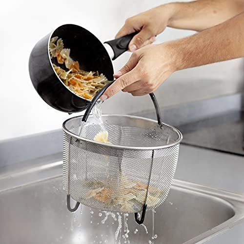 Instant Pot Accessories Steamer Mesh Basket Stainless steel Good for cooking, boiling and frying Eggs, Vagetables and pasta, Fits a 8 quart pressure cooker (8QT)