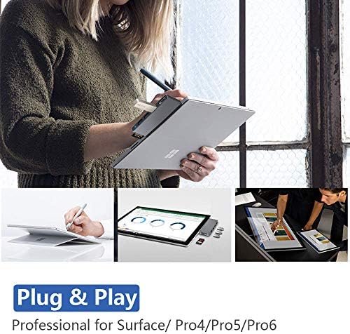 Surface Pro 6/ Pro 5/ Pro 4 Docking Station USB Hub, Surface Pro Docking Station with 4K HDMI, 3X USB3.0 Ports, SD/TF Card Reader, Accessories for Microsoft Surface Pro 4/5/6