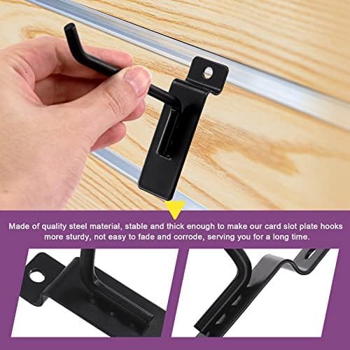 Swpeet 20Pcs 6 Inch Heavy Duty Slatwall Hooks Assortment Kit, Slatwall Accessories Slatwall Panel Hooks Garage Organization Slat Wall Hooks Pegboard Gridwall Hooks Display Hooks for Retail Black