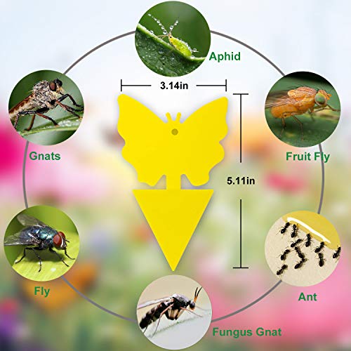 100 Pack Yellow Sticky Traps, Fruit Fly Fungus Gnat Trap for Indoor/Outdoor Use, Houseplant Sticky Bug Insect Catcher Glue Trappers