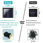Super-Long 2-Pack Each 85FT Solar String Lights Outdoor, 480 LED Extra-Bright Solar Christmas Lights Outdoor, Waterproof Green Wire 8 Modes Solar Lights for Outside Garden Decorations (Warm White)
