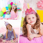 24 Pcs Unicorn Birthday Party Hats Unicorn Paper Party Crown Headbands for Girls Kids, Princess Dress up Unicorn Theme Decorations Favor Supplies Unicorn Party Headbands