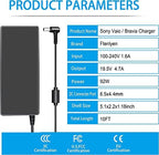 90W 19.5V 4.7A AC Adapter Laptop Charger Replacement for Sony Vaio PCG-3J1L VPCCW21FX VGN-CR240E VPCF236FM PCG-61A14L PCGA-AC19V10 VGP-AC19V10 VPCEH11FX SVE14118FXW VGN-A PCG-GRX VGN-AR Sony Bravia
