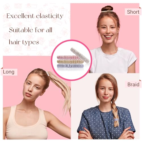 6PCS Silk Hair Ties and Scrunchies for Women & Girls - Black Satin Sleepy Bulk Hair Accessories for Curly, Thick or Thin Hair in Various Sizes