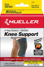 Mueller Sports Medicine FIR 4-Way Knee Support Sleeve, For Men and Women, Gray/Blue, S/M