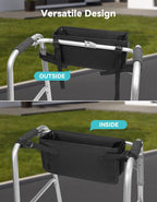 WAVECUER Walker Basket for Folding Walker, Basket for Walkers for Seniors with Cup Holder,Rollator Walker Accessories Can be Installed Outside or Inside of Walker, Wheerchair