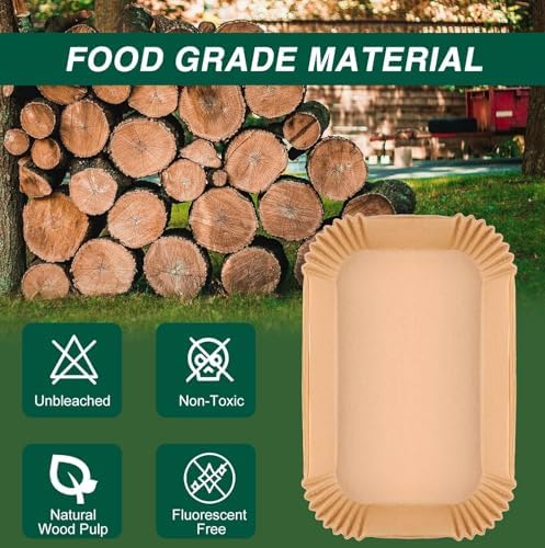 Air Fryer Disposable Paper Liners for Ninja Dual Airfryer Accessories, Non-Stick Parchment Rectangular for Baking, Oil Proof, Water Proof, for Microwave Oven (150PCS, 8.6in x 5.5in）