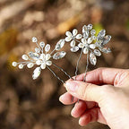 JAKAWIN Bride Wedding Pearl Hair Pins Flower Hair Piece Rhinestone Bridal Hair Accessories for Women HP065 (Silver)