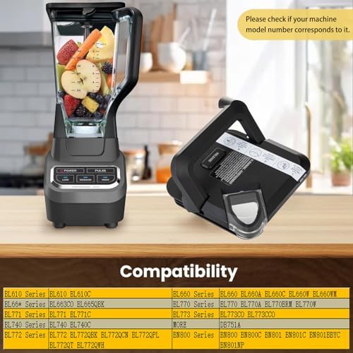 Blender Lid Replacement for Ninja 72 OZ Pitcher Locking Lid, Top Lid Cover Parts for BL642 BN701 BN751 BN801 BL610 DB751A CT610 Series,Compatible with NEW Model Pitcher with Rim Extension Only