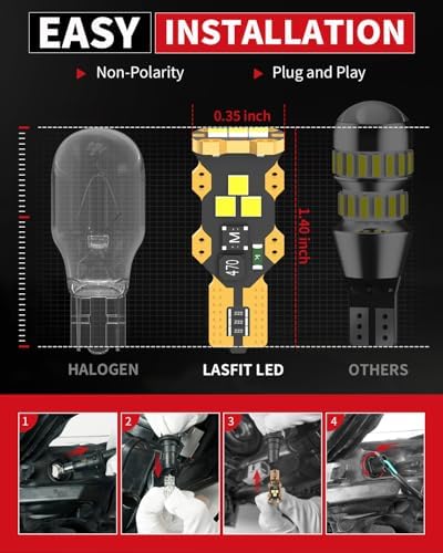 LASFIT 921 LED Bulb Reverse Light, 912 T15 LED 6000K White Canbus Error Free W16W 906 904 LED Backup Replacement Cargo Lights For Car/Trunk, 300% Super Bright, Pack of 2