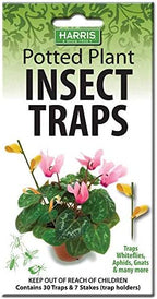 Harris Potted Plant Insect Traps for Gnats, Aphids, Whiteflies and More (30 Traps, 7 Stakes)