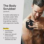 Tooletries - Body Scrubber & Hook - Premium Silicone Scrubber for Cleaning, Exfoliating and Invigorating Your Skin - Shower Accessories - Durable & Long Lasting Body Wash Scrubber for Men