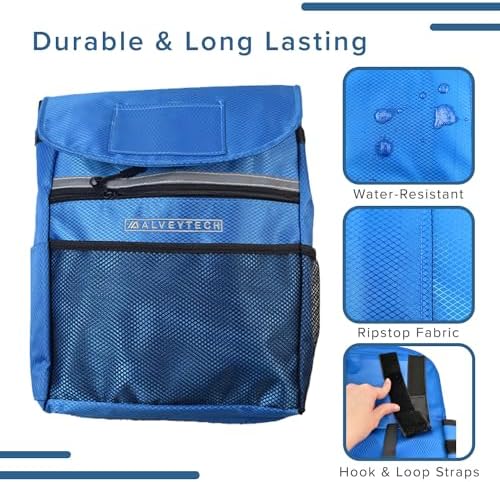 AlveyTech Saddle Bag for Mobility Scooter, Wheelchair, & Electric Power Chair (Large, Blue) - Accessories Holder Armrest Side Pouch Storage Organizer Bags for Adults, Water-Resistant, Easy Install