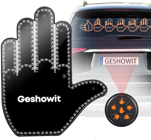 Car Accessories for Men - Car Finger Light with 6 Gestures Remote - Show Your Feelings to Drivers - Ideal Gift Hand Gesture Lights, Truck Accessories, Hand Sign Car LED Signs for Men and Women