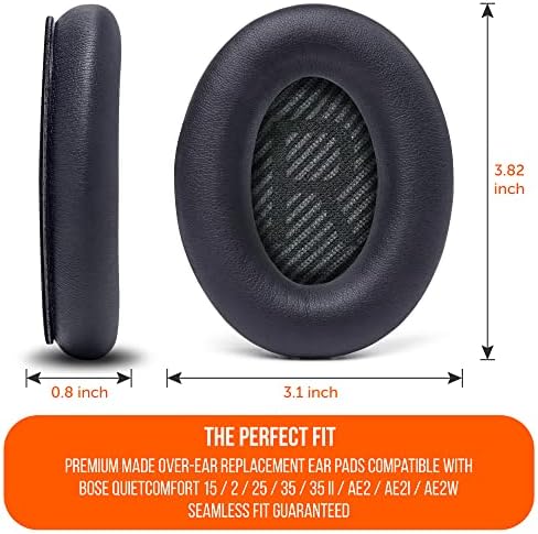 WC Wicked Cushions Upgraded Replacement Ear Pads for Bose QC35 & QC35ii (QuietComfort 35) Headphones & More - Softer Leather, Luxurious Memory Foam, Added Thickness, Extra Durability | Black