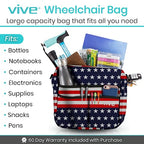Vive Wheelchair Bag for Accessories (12" x 5 x 12") - Large Adjustable, Folding, Waterproof Backpack - Fits Walkers, Rollators, and Chairs - Pouch for Elderly & Seniors - Caddy Pouch Tray Attachment