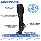 CHARMKING Compression Socks for Women & Men (8 Pairs) 15-20 mmHg Graduated Copper Support Socks are Best for Pregnant, Nurses - Boost Performance, Circulation, Knee High & Wide Calf (L/XL, Multi 39)