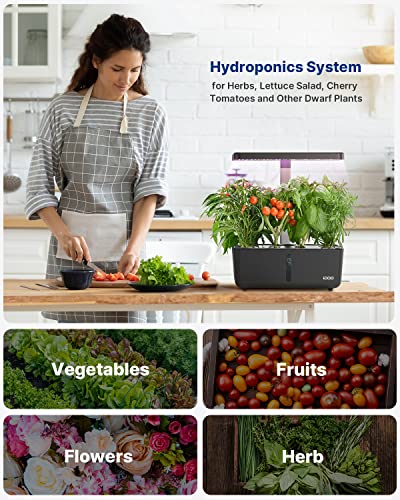 iDOO Hydroponics Growing System Kit 8Pods, Christmas Gifts for Women Mom, Herb Garden Indoor with LED Grow Light for Home, Built-in Pump, Auto-Timer, Adjustable Height Up to 13.6", 8Pods WiFi-Black