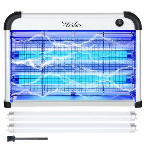 VLISBO Bug Zapper,Mosquito Zapper, Fly Traps, Fly Zapper, Mosquito Killer for Indoor and Outdoor Electric, 20W 3000V Grid, Including Free 2 Pack Replacement Bulbs, 90-130V, ABS Plastic Outer (Black)